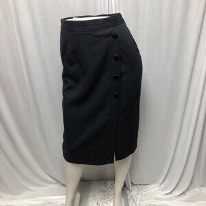 Bobbie Brooks Pencil Skirt Womens Size 10 Black Button Accents Classic Office